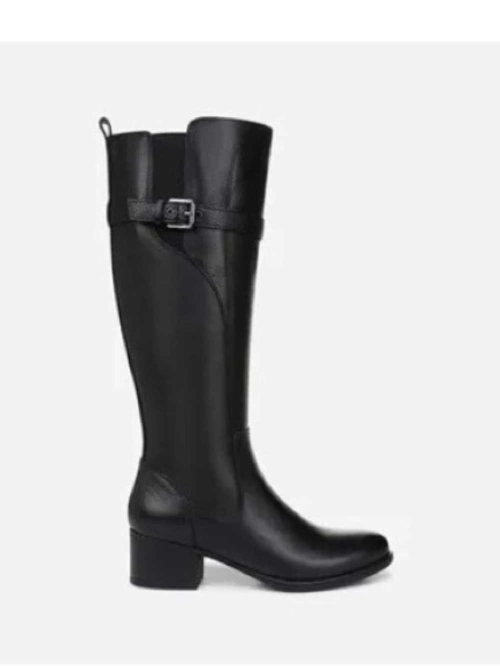 Naturalizer Black Tall Leather Riding Boots with Buckle, Extra Wide Calf